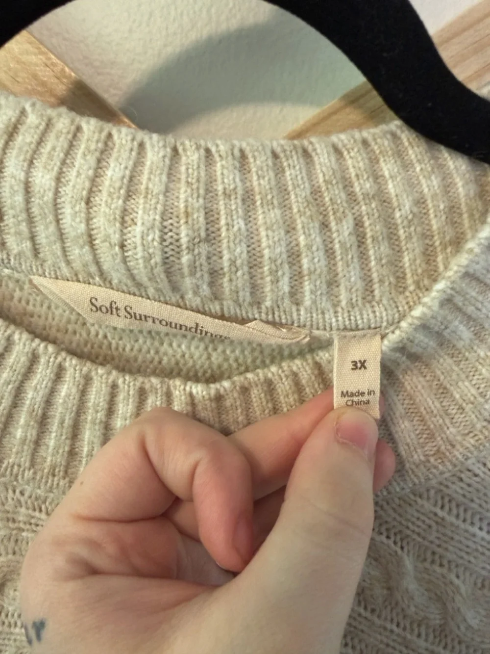 Soft Surroundings Alena Tunic Sweater Wool Blend 3X Oatmeal Cable Knit - Picture 4 of 8